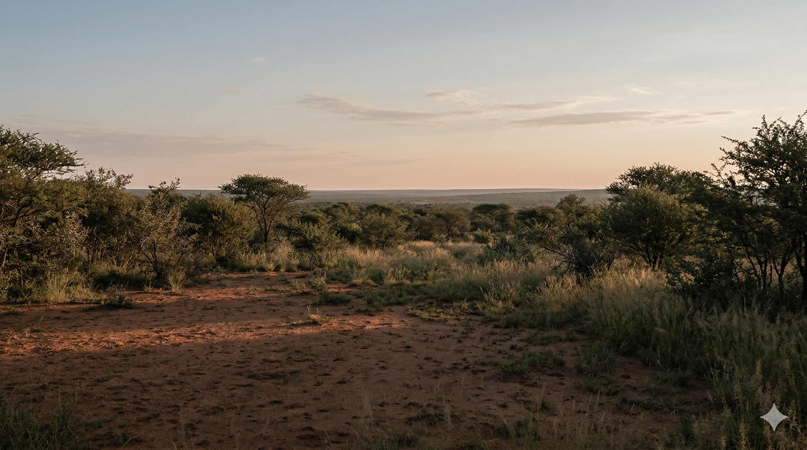 Sunset over Waterberg bush calling hunters back to Vaalpenskraal